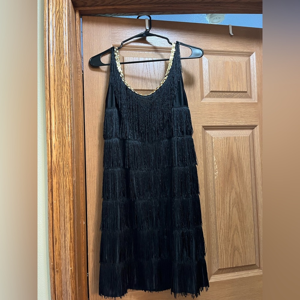 Elegant Black Fringe Dress